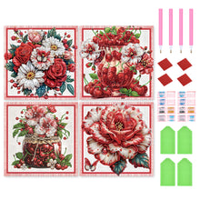 Load image into Gallery viewer, 4Pcs Partial Special Diamond Painting Set - Red fruit and red flower (30*30CM)