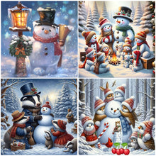 Load image into Gallery viewer, 4pcs Square Diamond Painting Set - Christmas snowman (40*40CM)