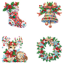 Load image into Gallery viewer, 4Pcs Acrylic Special Shaped Christmas DIY Diamond Art Brooch Kit for Women Girls