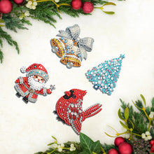 Load image into Gallery viewer, 4Pcs Acrylic Special Shaped Christmas DIY Diamond Art Brooch Kit for Women Girls