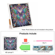 Load image into Gallery viewer, Diamond Painting - Partial Special Shaped - Black background butterfly (30*30CM)