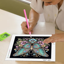 Load image into Gallery viewer, Diamond Painting - Partial Special Shaped - Black background butterfly (30*30CM)