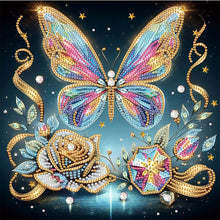 Load image into Gallery viewer, Diamond Painting - Partial Special Shaped - Black background butterfly (30*30CM)