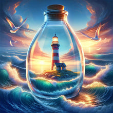 Load image into Gallery viewer, AB Diamond Painting - Full Round - Sea lighthouse drifting bottle (40*40CM)