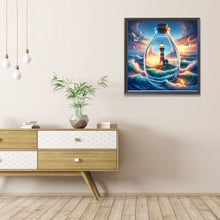Load image into Gallery viewer, AB Diamond Painting - Full Round - Sea lighthouse drifting bottle (40*40CM)