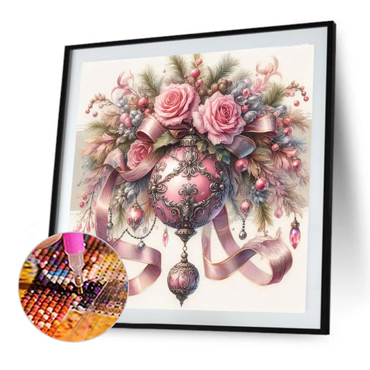 Diamond Painting - Full Round - Christmas pink rose ball (40*40CM)