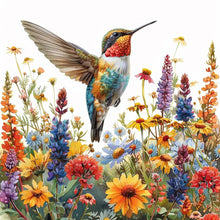 Load image into Gallery viewer, Diamond Painting - Full Round - Hummingbird in flower bush (40*40CM)