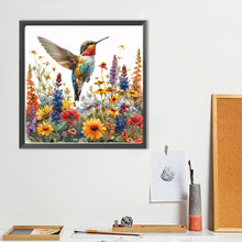 Load image into Gallery viewer, Diamond Painting - Full Round - Hummingbird in flower bush (40*40CM)