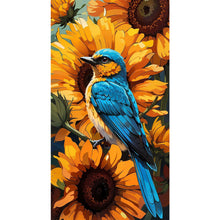 Load image into Gallery viewer, Diamond Painting - Full Round - Blue tit in sunflower (40*70CM)