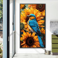 Load image into Gallery viewer, Diamond Painting - Full Round - Blue tit in sunflower (40*70CM)