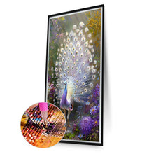 Load image into Gallery viewer, Diamond Painting - Full Round - White peacock in the flower field (40*70CM)
