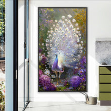 Load image into Gallery viewer, Diamond Painting - Full Round - White peacock in the flower field (40*70CM)