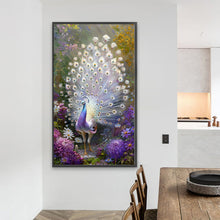 Load image into Gallery viewer, Diamond Painting - Full Round - White peacock in the flower field (40*70CM)