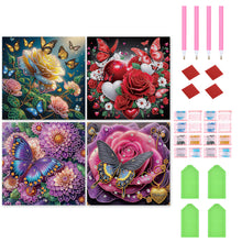 Load image into Gallery viewer, 4Pcs Partial Special Diamond Painting Set - Butterfly flower (40*40CM)