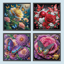 Load image into Gallery viewer, 4Pcs Partial Special Diamond Painting Set - Butterfly flower (40*40CM)