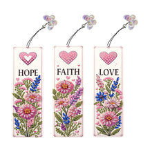 Load image into Gallery viewer, 3Pcs Special Shaped Flowers Diamond Painting Bookmark Making Kit for Home Office