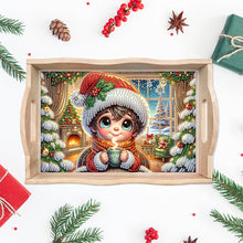 Load image into Gallery viewer, Wooden Christmas Rabbit 5D Diamond Painting Tray Art Craft for Desk Coffee Table