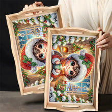 Load image into Gallery viewer, Wooden Christmas Rabbit 5D Diamond Painting Tray Art Craft for Desk Coffee Table