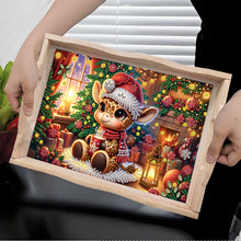 Load image into Gallery viewer, Wooden Christmas Rabbit 5D Diamond Painting Tray Art Craft for Desk Coffee Table