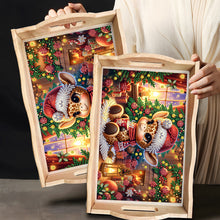 Load image into Gallery viewer, Wooden Christmas Rabbit 5D Diamond Painting Tray Art Craft for Desk Coffee Table
