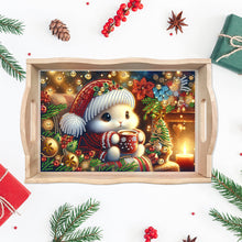 Load image into Gallery viewer, Wooden Christmas Rabbit 5D Diamond Painting Tray Art Craft for Desk Coffee Table