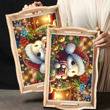 Load image into Gallery viewer, Wooden Christmas Rabbit 5D Diamond Painting Tray Art Craft for Desk Coffee Table