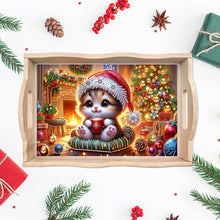 Load image into Gallery viewer, Wooden Christmas Rabbit 5D Diamond Painting Tray Art Craft for Desk Coffee Table