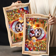 Load image into Gallery viewer, Wooden Christmas Rabbit 5D Diamond Painting Tray Art Craft for Desk Coffee Table