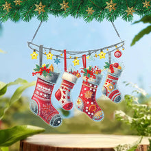 Load image into Gallery viewer, Acrylic Christmas Socks Diamond Painting Hanging Pendant for Garden Window Decor