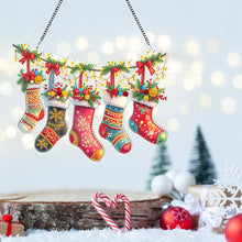 Load image into Gallery viewer, Acrylic Christmas Socks Diamond Painting Hanging Pendant for Garden Window Decor