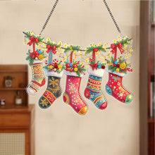 Load image into Gallery viewer, Acrylic Christmas Socks Diamond Painting Hanging Pendant for Garden Window Decor