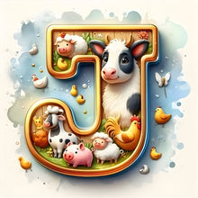 Load image into Gallery viewer, Diamond Painting - Full Round - Cow letter J (30*30CM)
