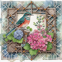 Load image into Gallery viewer, Diamond Painting - Partial Special Shaped - Framed Flowers and Birds (30*30CM)