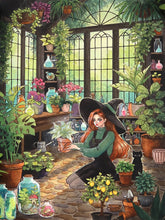 Load image into Gallery viewer, Diamond Painting - Full Round - Girl and black cat in the botanical garden (40*60CM)