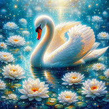 Load image into Gallery viewer, AB Diamond Painting - Full Round - White swan in lotus (40*40CM)