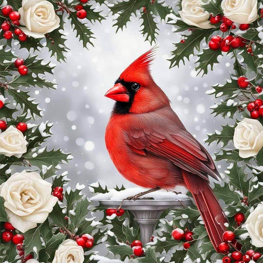 AB Diamond Painting - Full Round - Cardinal in wreath (40*40CM)