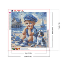 Load image into Gallery viewer, Diamond Painting - Full Round - Little Boy and Dog at the Seaside (40*40CM)