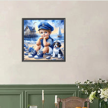 Load image into Gallery viewer, Diamond Painting - Full Round - Little Boy and Dog at the Seaside (40*40CM)