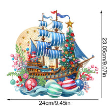 Load image into Gallery viewer, Acrylic Special Shape Christmas Sailboat Diamond Painting Tabletop Ornaments