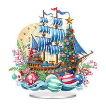Load image into Gallery viewer, Acrylic Special Shape Christmas Sailboat Diamond Painting Tabletop Ornaments