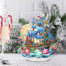 Load image into Gallery viewer, Acrylic Special Shape Christmas Sailboat Diamond Painting Tabletop Ornaments