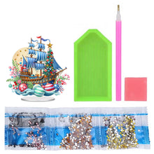 Load image into Gallery viewer, Acrylic Special Shape Christmas Sailboat Diamond Painting Tabletop Ornaments
