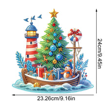 Load image into Gallery viewer, Acrylic Special Shape Xmas Boat Lighthouse Diamond Painting Tabletop Ornaments