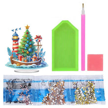 Load image into Gallery viewer, Acrylic Special Shape Xmas Boat Lighthouse Diamond Painting Tabletop Ornaments