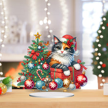 Load image into Gallery viewer, Acrylic Special Shape Christmas Cat Diamond Painting Tabletop Ornaments