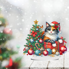 Load image into Gallery viewer, Acrylic Special Shape Christmas Cat Diamond Painting Tabletop Ornaments