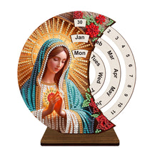Load image into Gallery viewer, Wooden Special Shaped DIY Diamond Painting Moon Perpetual Calendar for Beginners