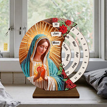 Load image into Gallery viewer, Wooden Special Shaped DIY Diamond Painting Moon Perpetual Calendar for Beginners