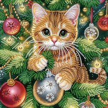 Load image into Gallery viewer, Diamond Painting - Partial Special Shaped - Christmas kitten (30*30CM)