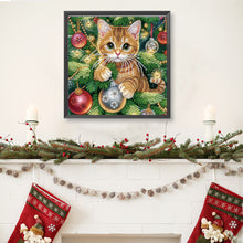 Load image into Gallery viewer, Diamond Painting - Partial Special Shaped - Christmas kitten (30*30CM)